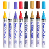 Marvy Uchida Decocolor Opaque Paint Broad Point Paint Markers Pack of 8 (Red,Yellow,White,Blue,Light Blue,Brown,Gold,Black)