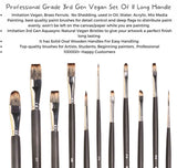 Like it Mix Set Of 11 Long Handle (3rd Gen Aquasync Natural Imitation Vegan Bristle) for Acrylic, Oil, Watercolour & Painting Brush Set