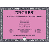 Arches Watercolour- Aquarelle – 36 cm x 51 cm Natural White Satin Grain/Hot Press 300 GSM Paper, 4 Side Glued Pad of 20 Sheets