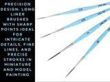 Like it Vegan Handmade Long Bristle Liner Set Of 4 Icy Blue Edition for Acrylic, Oil, Watercolour & Painting Brush Set Precision Art Brushes for Miniature, Art, Model & Canvas Painting With Brush Holder