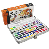 Keep Smiling 72 Colors Solid Pigment Watercolor Paints Set | Professional Art Supplies with Portable Brush Pen | Metal Box for Easy Storage - Multicolor