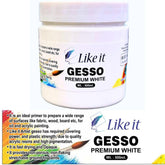 Like it Premium White Gesso Primer for Canvas, Wood, Board, Acrylic, Oil Painting, White Gesso (500 ML)
