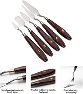 Like it 5-Piece Painting Knife Set, Stainless Steel Spatula Palette Knife Painting Mixing Scraper Oil Painting Accessories Color Mixing
