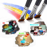 Like it 11” Long Handle Flat Tipped Art Paintbrush Set of 7 Anti-Shedding Synthetic Hair for Acrylic, Oil, Gouache and Watercolor Painting Size: 0 1 2 4 6 8 10