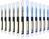 Liquid Ink Rolling Ball Stick Pens, Extra Fine Point (0.5mm) Rollerball Pens 6pc Blue, 6pc Black Pack of 12