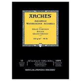 Arches Watercolour- Aquarelle – A3 (29.7 cm x 42 cm) Natural White Rough Grain 185 GSM Paper, Short Side Glued Pad of 15 Sheets