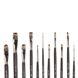 Like it Mix Set Of 11 Long Handle (3rd Gen Aquasync Natural Imitation Vegan Bristle) for Acrylic, Oil, Watercolour & Painting Brush Set
