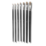 Like it 11” Long Handle Flat Tipped Art Paintbrush Set of 7 Anti-Shedding Synthetic Hair for Acrylic, Oil, Gouache and Watercolor Painting Size: 0 1 2 4 6 8 10