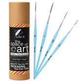 Like it Vegan Handmade Long Bristle Liner Set Of 4 Icy Blue Edition for Acrylic, Oil, Watercolour & Painting Brush Set Precision Art Brushes for Miniature, Art, Model & Canvas Painting With Brush Holder