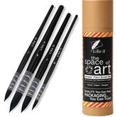 Like it Natural Synthetic Squirrel Hair Professional Watercolor Paint Brush, Round Pointed Paintbrush Set for Fine Details, Watercolor, Acrylic, Gouache Painting (4 Brushes) With Brush Holder