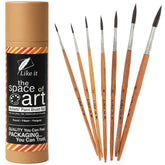 Like it Round Paint Brushes Set of 7 Handmade Professional Artist Acrylic, Watercolor, & Gouache Painting With Brush Holder