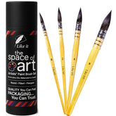 Like it Artist Mop Brush for Painting Set of 4, Synthetic Squirrel Hair Paint Brushes for Artists, Adults, & Hobbists, Pointed Round Mop Brush for Watercolor,Acrylic,Gouache, Ergonomic Handle Design With Brush Holder