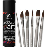 Like it Silky Touch Artist Paint Brushes, Set of 6 Versatile Brushes, Gouache, Acrylics, Watercolor, and Oil Painting | Short Handle, Synthetic Bristles, Round, Filbert, Dagger, Flat Shape