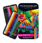 24 Prismacolor Premier Colour Pencils Tin Soft Core Coloured Set