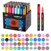 Jupai 48 Color Acrylic Paint Markers 4.0mm Tip Paint Pens Permanent Graffiti Markers for Rock Wood Mugs Fabric Windows or DIY Craft
