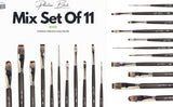 Like it Mix Set Of 11 Long Handle (3rd Gen Aquasync Natural Imitation Vegan Bristle) for Acrylic, Oil, Watercolour & Painting Brush Set