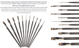 Like it Mix Set Of 11 Long Handle (3rd Gen Aquasync Natural Imitation Vegan Bristle) for Acrylic, Oil, Watercolour & Painting Brush Set