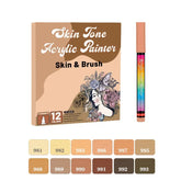 Like it Skin Tone Acrylic Paint Markers, 12 Colours Brush Tip Set, Water Based Drawing Markers for Canvas, Rock, Wood, Fabric Ceramic, Mug, Glass, Scrapbook, Custom DIY Craft & School Art Supply