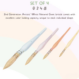 LIKE IT ARTISTS WHITE NATURAL GOAT HAIR MOP BRUSH SET OF 4 CANDY EDITION