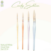 LIKE IT ARTISTS WHITE NATURAL GOAT HAIR MOP BRUSH SET OF 4 CANDY EDITION