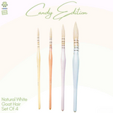 LIKE IT ARTISTS WHITE NATURAL GOAT HAIR MOP BRUSH SET OF 4 CANDY EDITION