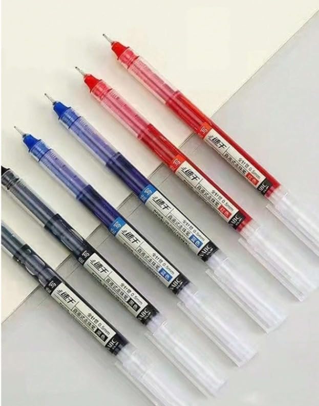 Roller Gel Pen Black /Red /blue Color ink Straight Liquid Rollerball Gel Pen for School Office Stationery Pack of
