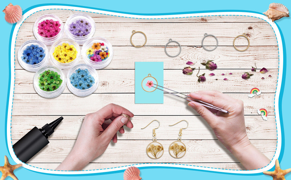 Likeit DIY Bezel Jewellery Making Kit, 60-Piece Set with Resin, Metal Bezels, Pigments, Necklaces and Tools
