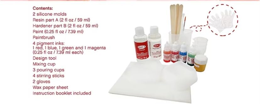 Like it Trinket Dishes Resin Kit, 22 Piece DIY Craft Set with Silicone Moulds, Pigment Inks, Gold Paint