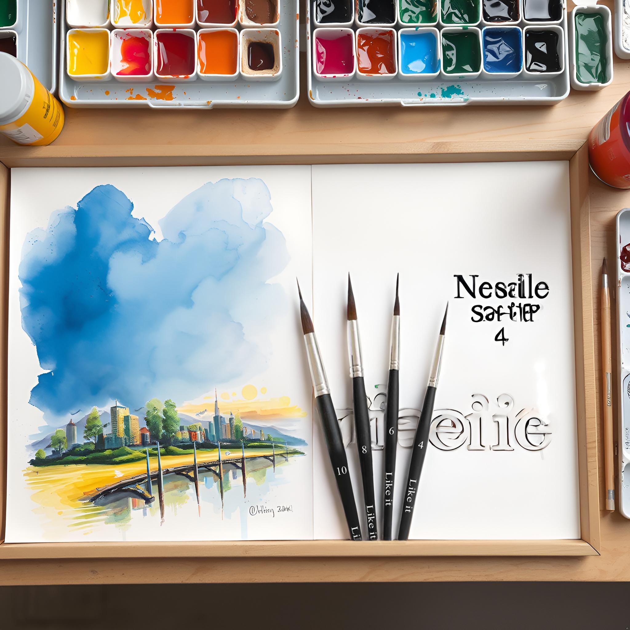 Like it Needle Brush Set, Professional Brushes, Sizes 4, 6, 8, 10, Kolinsky Synthetic Sable, Extended Needle Set Of 4