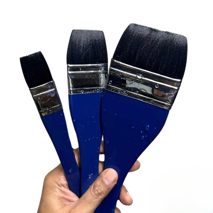 Like it Imported Hake Brush Pure Synthetic Squirrel Hair Vegan for Use Watercolors, Gouache & Water Mix Media, Sizes: 1 inch, 2 inch, and 3 inch Painting Brush