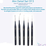 Like it Artist Mini Detailers Detailing Professionals Painting Brushes Ideal for Detailing Set of 5 (MATT Black) With Brush Holder