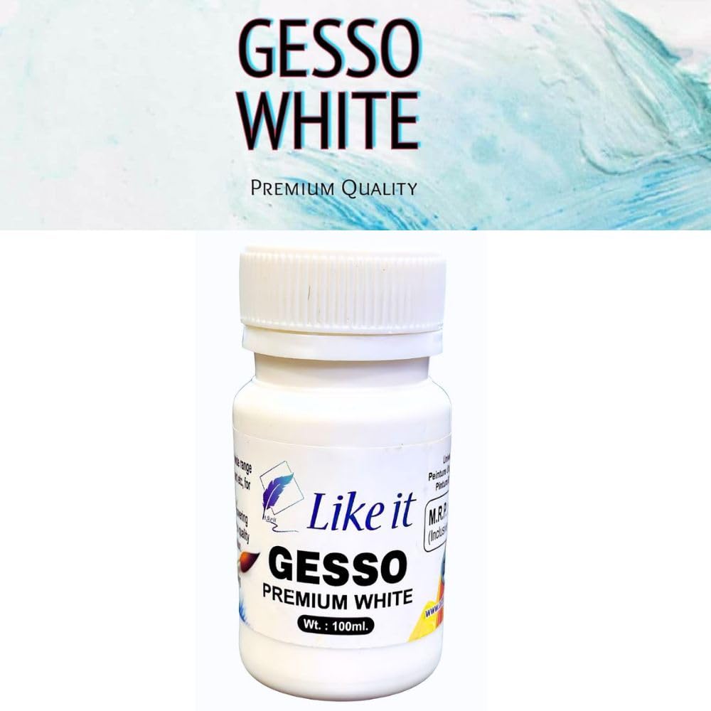 Like it Premium White Gesso Primer for Canvas, Wood, Board, Acrylic, Oil Painting, White Gesso (100 ML)