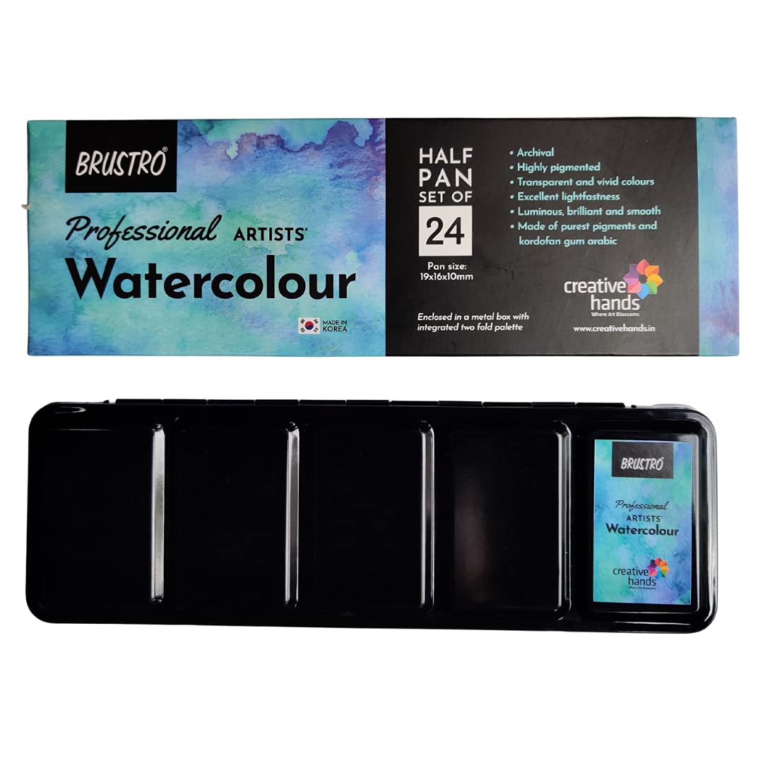 BRUSTRO Artists Professional Watercolour Half Pan Set of 24