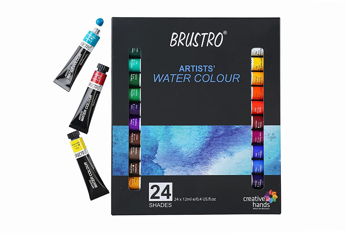 BRUSTRO Artists ’ Watercolour Paint Set of 24 Colours X 12ML Tubes