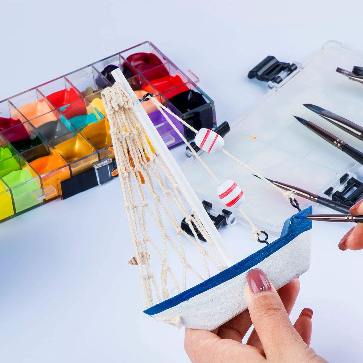 Like it Artist Mini Detailers Detailing Professionals Painting Brushes Ideal for Detailing Set of 5 (MATT Black) With Brush Holder