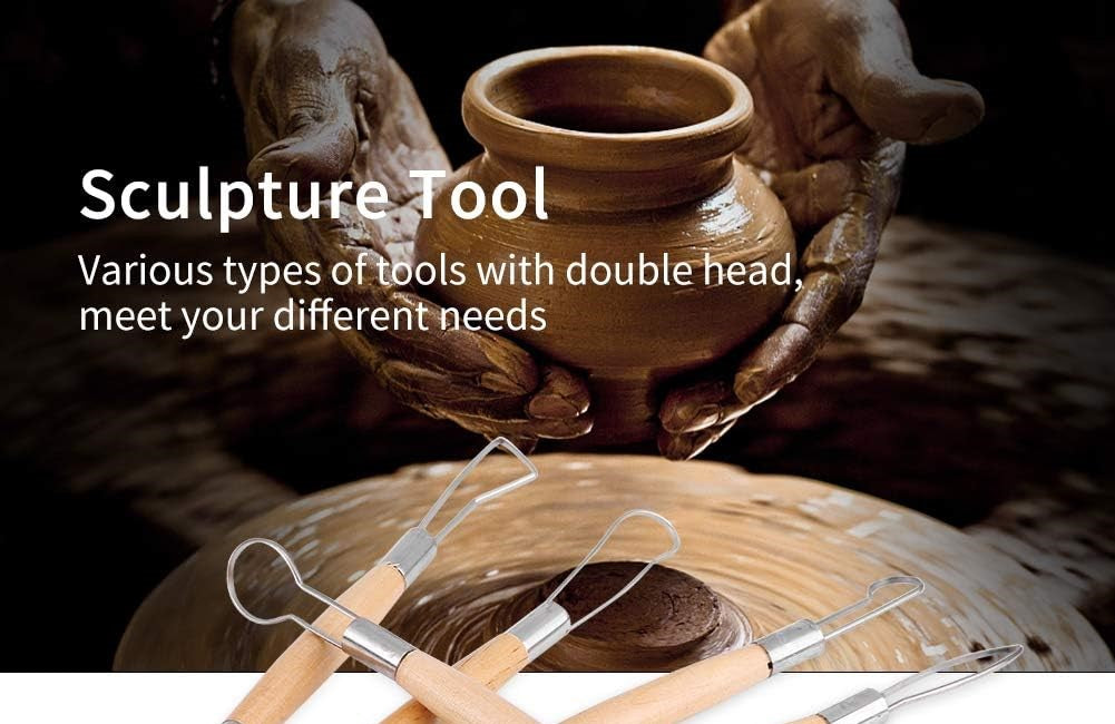 Like it Professional 6PCS Single -Sided Wooden Handle Clay Pottery Wir ...