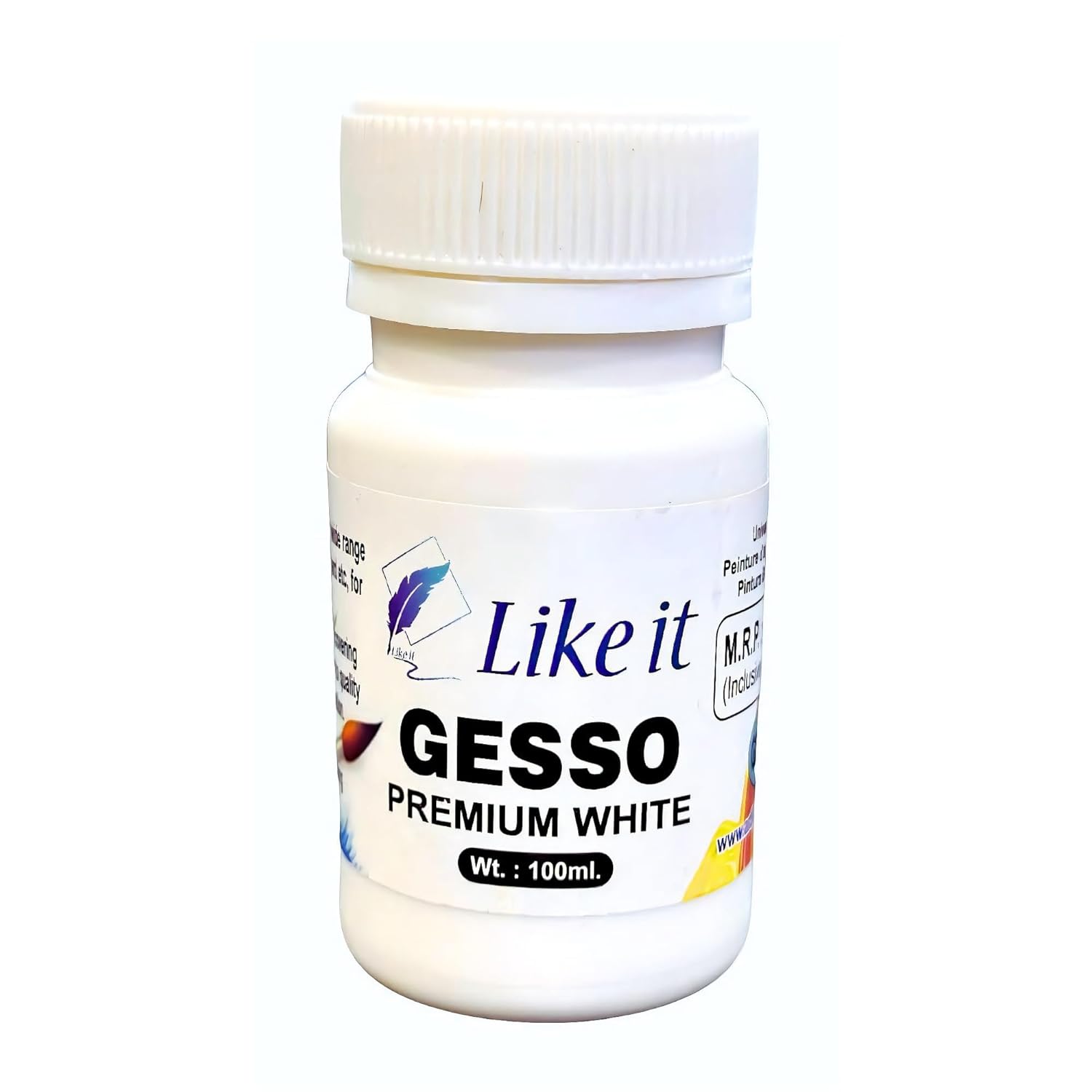 Like it Premium White Gesso Primer for Canvas, Wood, Board, Acrylic, Oil Painting, White Gesso (100 ML)