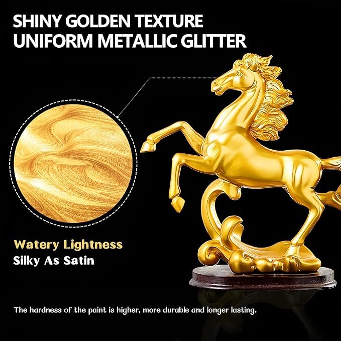 Like it 24 Carat Metallic Gold Acrylic Paint 120ml | Luminous Non-Fading Finish for Fabric, Wood, Metal, Paper, Clay, Stone, Glass & More | Multi-Surface Craft Paint for Artists & Hobbyists