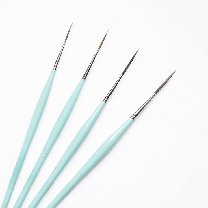 Like it Vegan Handmade Long Bristle Liner Set Of 4 Icy Blue Edition (2nd Gen) for Acrylic, Oil, Watercolour & Painting Brush Set