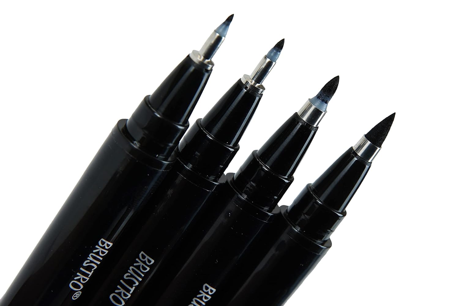 Brustro Fude Hard-tip Black Ink Calligraphy Brush Pen Set of 4. (Extra-fine/Fine/Medium/Bold)