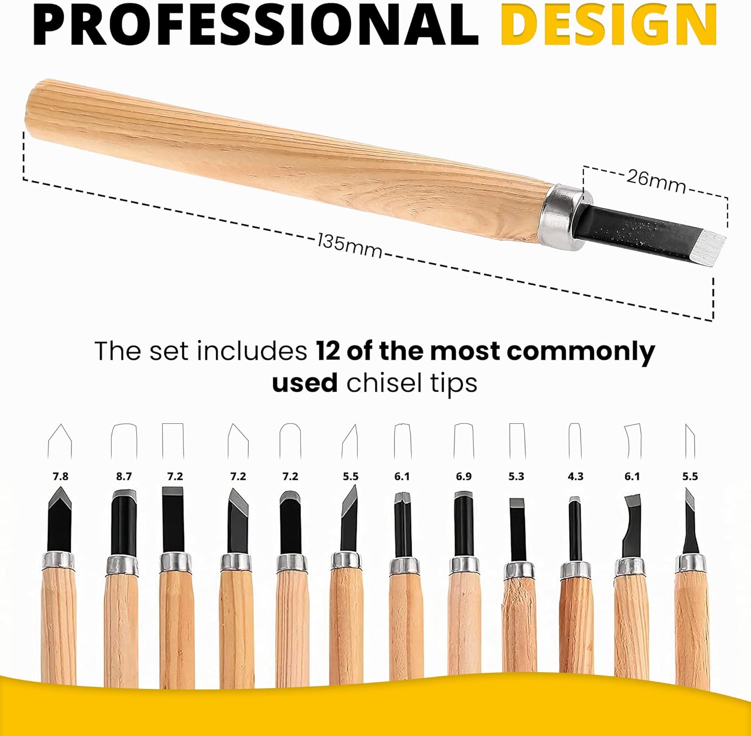 Like it Wood Carving Tools 12-Pcs Set – Premium Grade Wood Chisel for Beginners and Professional Wood Carvers Wood Carving Set with Strong Durable Steel Blades Chisel knife set artwork supplier