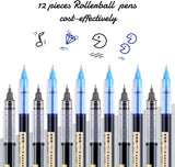 Liquid Ink Rolling Ball Stick Pens, Extra Fine Point (0.5mm) Rollerball Pens 6pc Blue, 6pc Black Pack of 12