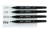 Brustro Fude Hard-tip Black Ink Calligraphy Brush Pen Set of 4. (Extra-fine/Fine/Medium/Bold)