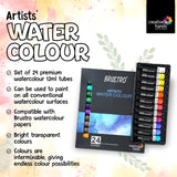 BRUSTRO Artists ’ Watercolour Paint Set of 24 Colours X 12ML Tubes