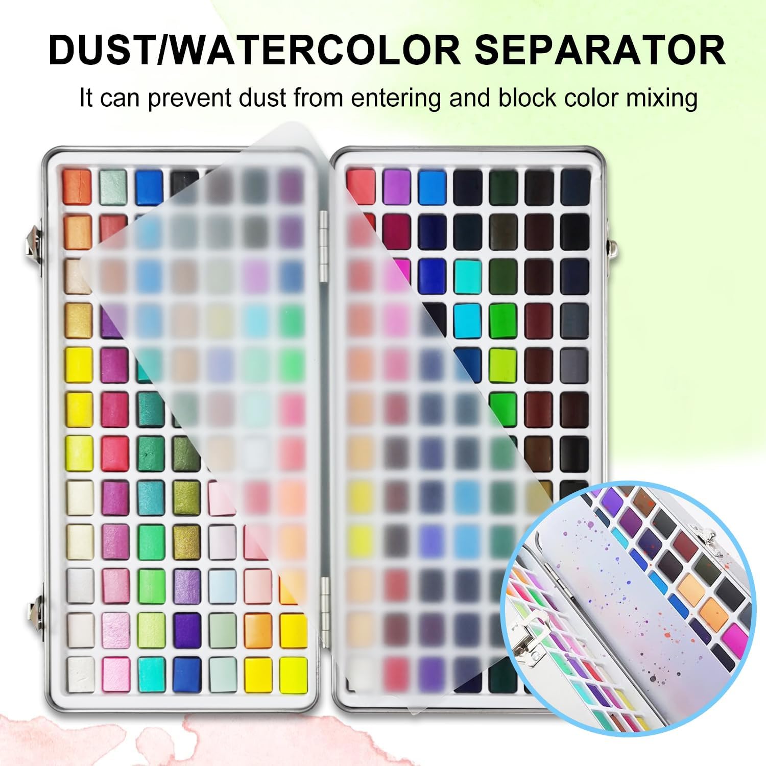 Keep Smiling ﻿100 Colours Watercolour Paint Set with 50 Regular, 44 Metallic, 6 Fluorescent Colours, Water Brush, Drawing Pencil, Brush Pen Perfect Starter Kit for Watercolor Painting