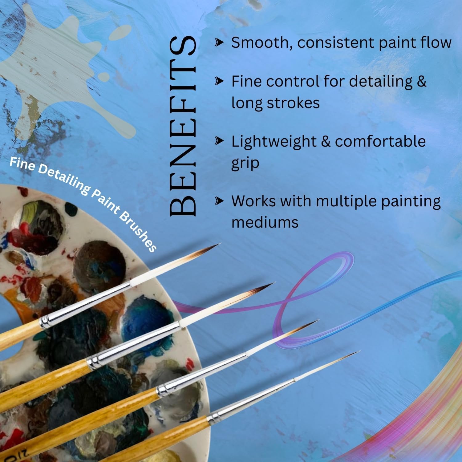 Like it Long Liner/Detailing Paint Pointed Rigger Script Brushes Range Size: 000, Size: 00, Size: 0, Size: 1 With Brush Holder