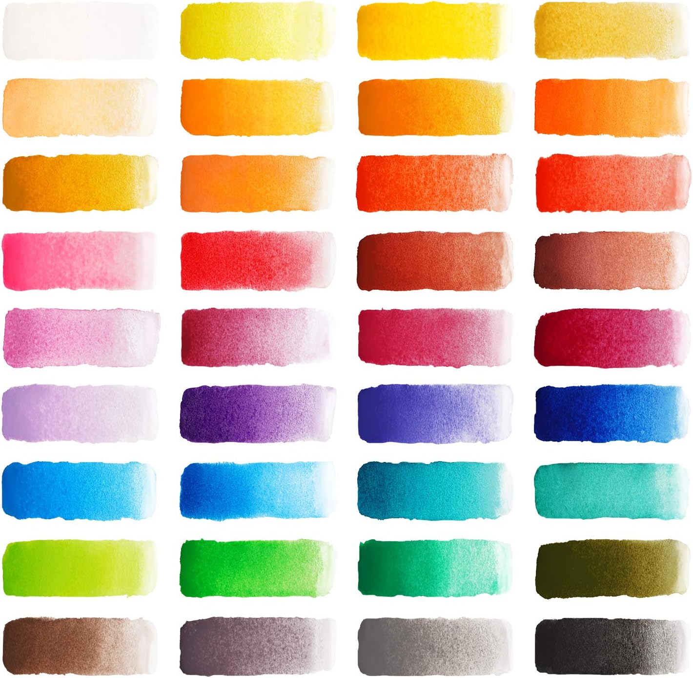 Arteza 36 Watercolor Paint Color Cakes, 1 Water Brush Pen Art Supplies Travel Kit