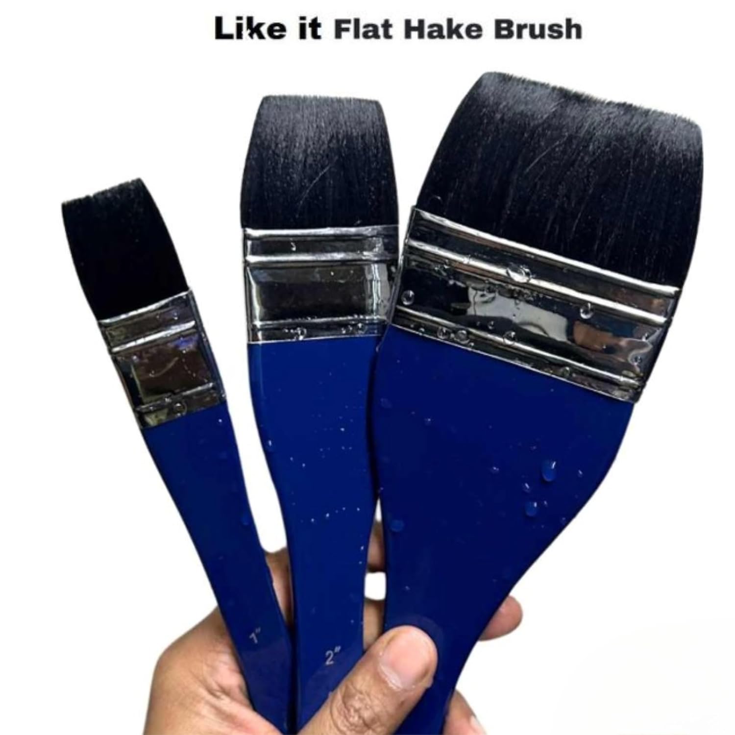 Like it Imported Hake Brush Pure Synthetic Squirrel Hair Vegan for Use Watercolors, Gouache & Water Mix Media, Sizes: 1 inch, 2 inch, and 3 inch Painting Brush