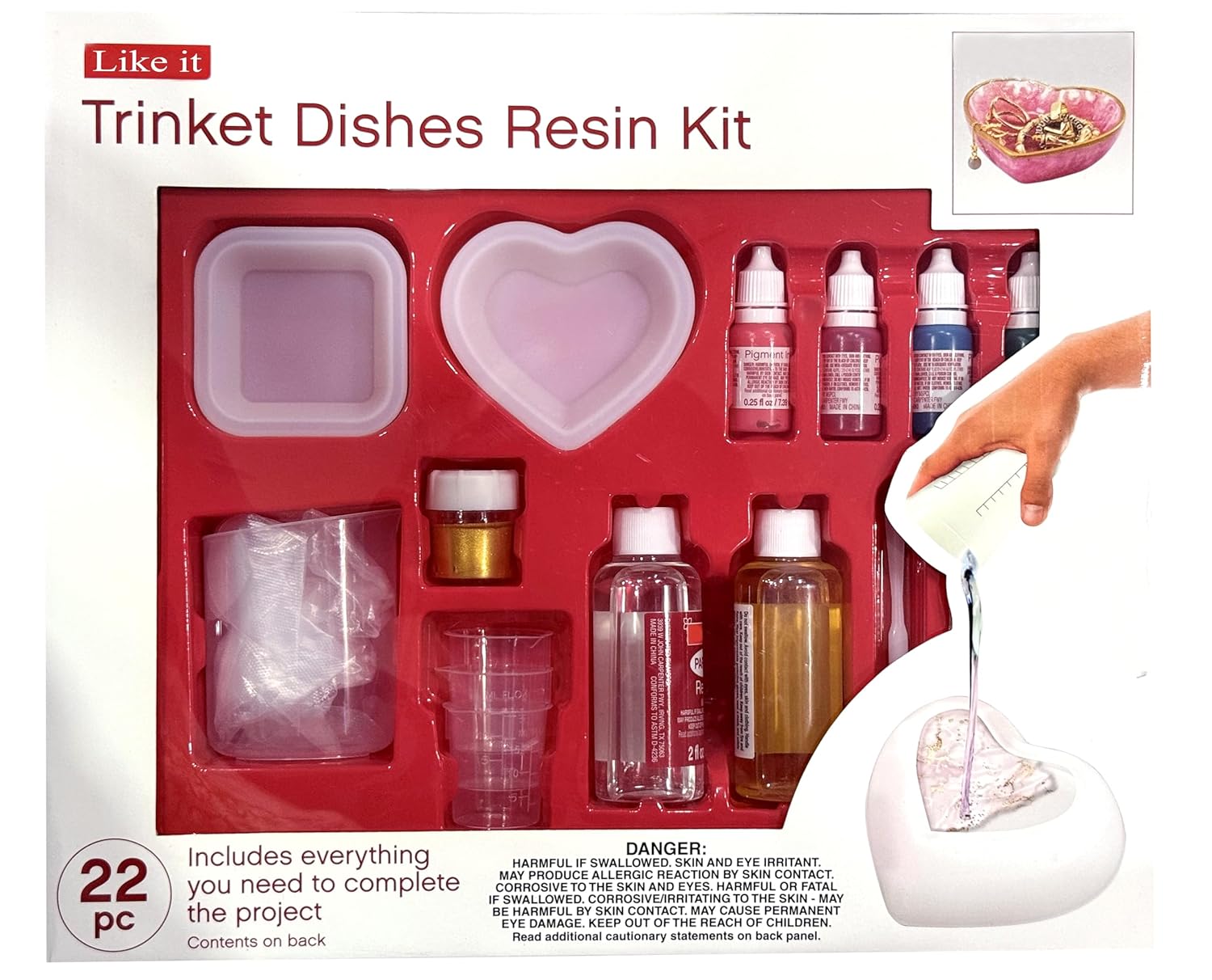 Trinkets Set Like it Trinket Dishes Resin Kit, 22 Piece DIY Craft Set with Silicone ...