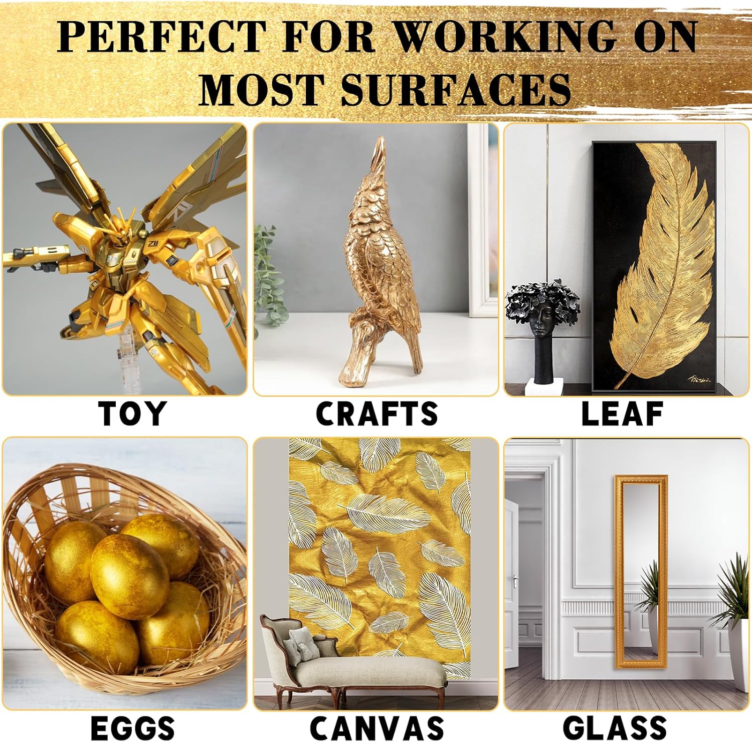 Like it 24 Carat Metallic Gold Acrylic Paint 120ml | Luminous Non-Fading Finish for Fabric, Wood, Metal, Paper, Clay, Stone, Glass & More | Multi-Surface Craft Paint for Artists & Hobbyists
